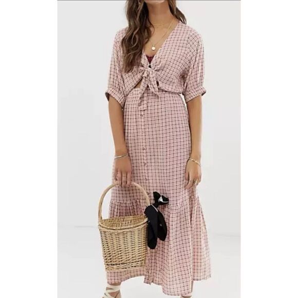 Faithfull The Brand Bow Tie Maple Midi Dress Size M / 6. NWOT - Picture 3 of 10